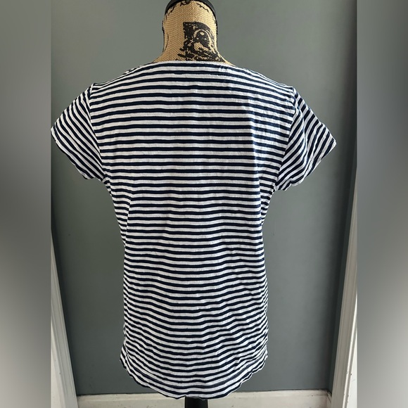 St. John’s Bay Navy/White Women’s Short-Sleeve Top. Size L. - Picture 2 of 4